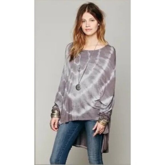 Vintage Gypsy Junkies Pink Tie Dyed Slit Weaved Dolman Sleeve Relaxed Tunic Top - Picture 3 of 16